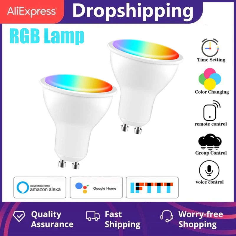 

15W WiFi Smart Light Bulb GU10 LED RGB Lamp Work With Alexa/Google Home 85-265V RGB+White Dimmable Timer Function Magic Bulb