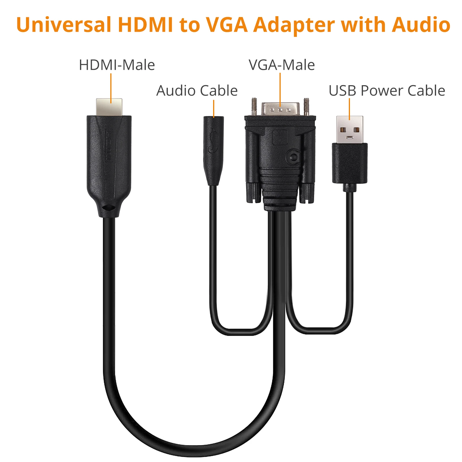 Neoteck HDMI Совместимость с VGA 3 5 мм аудио шнуром совместимый папа Мужской активный