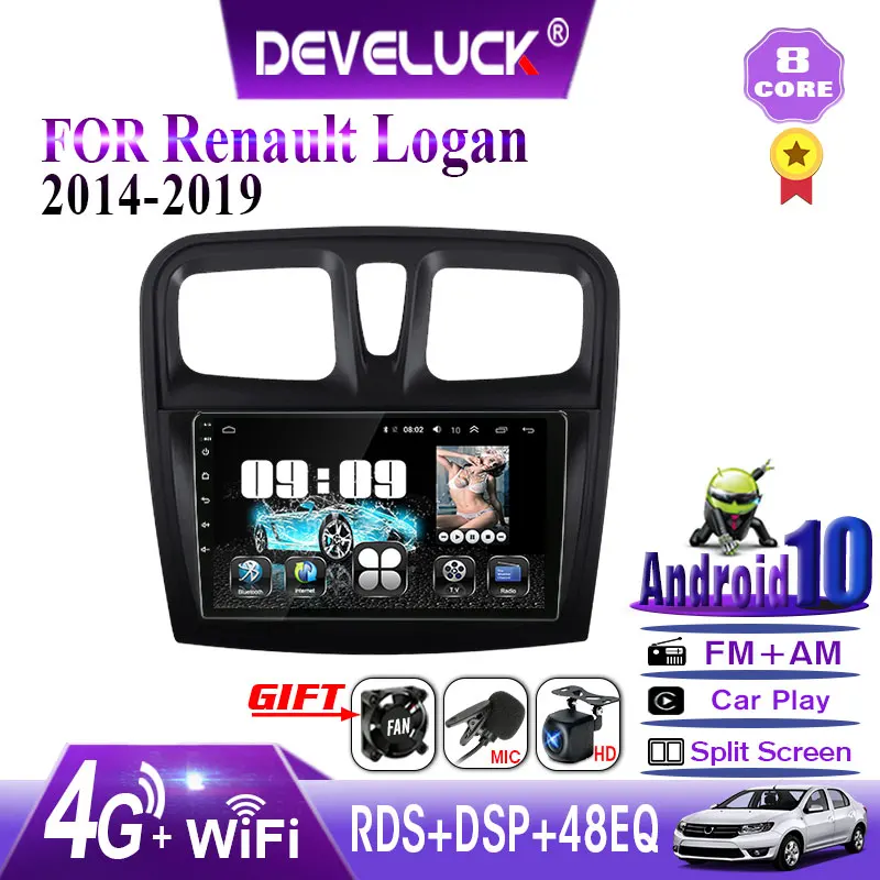Автомобильный мультимедийный плеер T6 Android 10 для Renault Logan 2 Sandero2 2014 2019 IPS 2.5D GPS