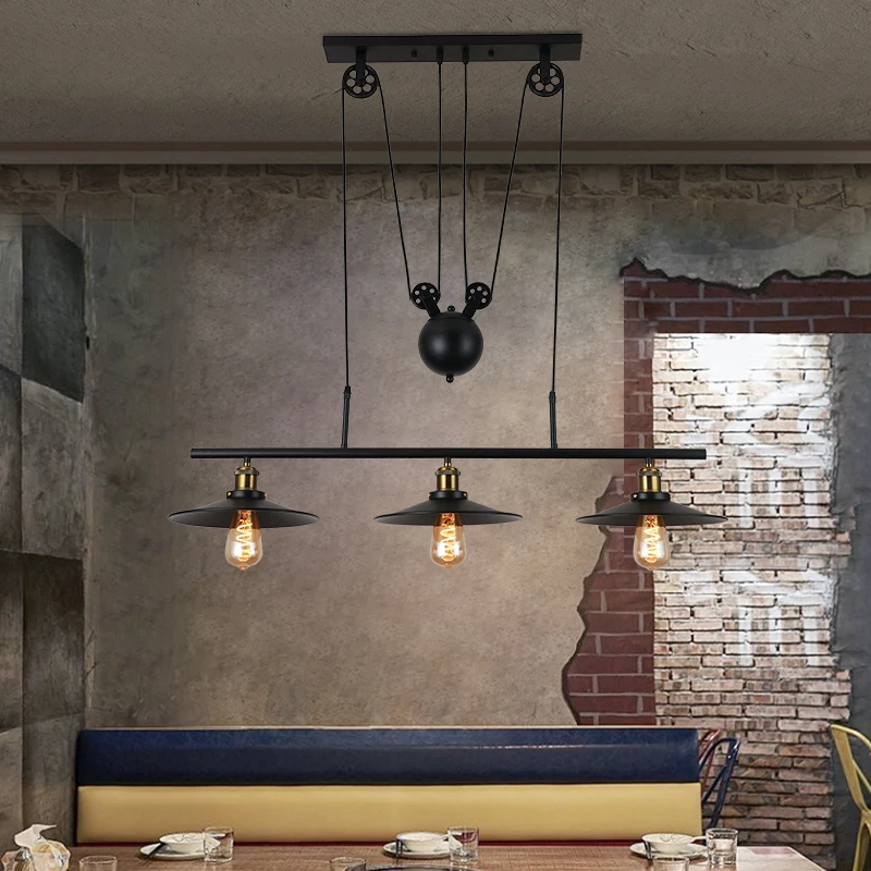 

Industrial Vintage Pulley Pendant Lights Lustre Ceiling Lampâ€Ž Hangingâ€Ž Fixture Home Decoration Indoor Living Room Loft Bar Cafe