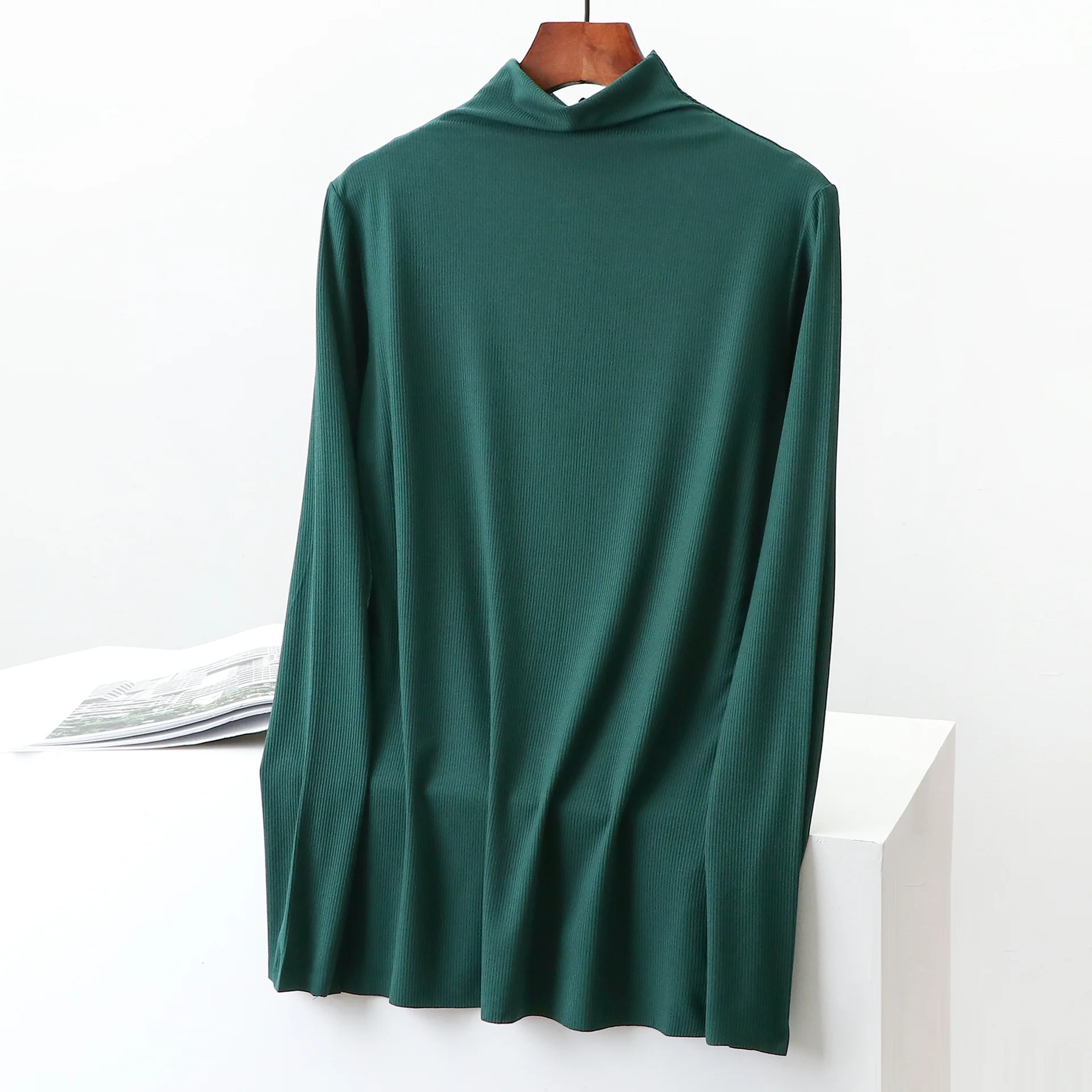 

2021 new fashion T-shirt Ladies Solid Color Long Sleeve Round Neck Cotton Casual