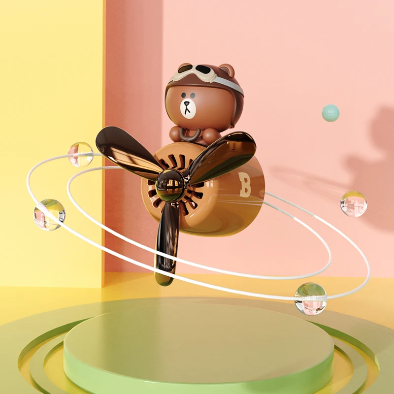 Новый автомобильный воздуховод ароматерапия милый воздушный пропеллер медведь