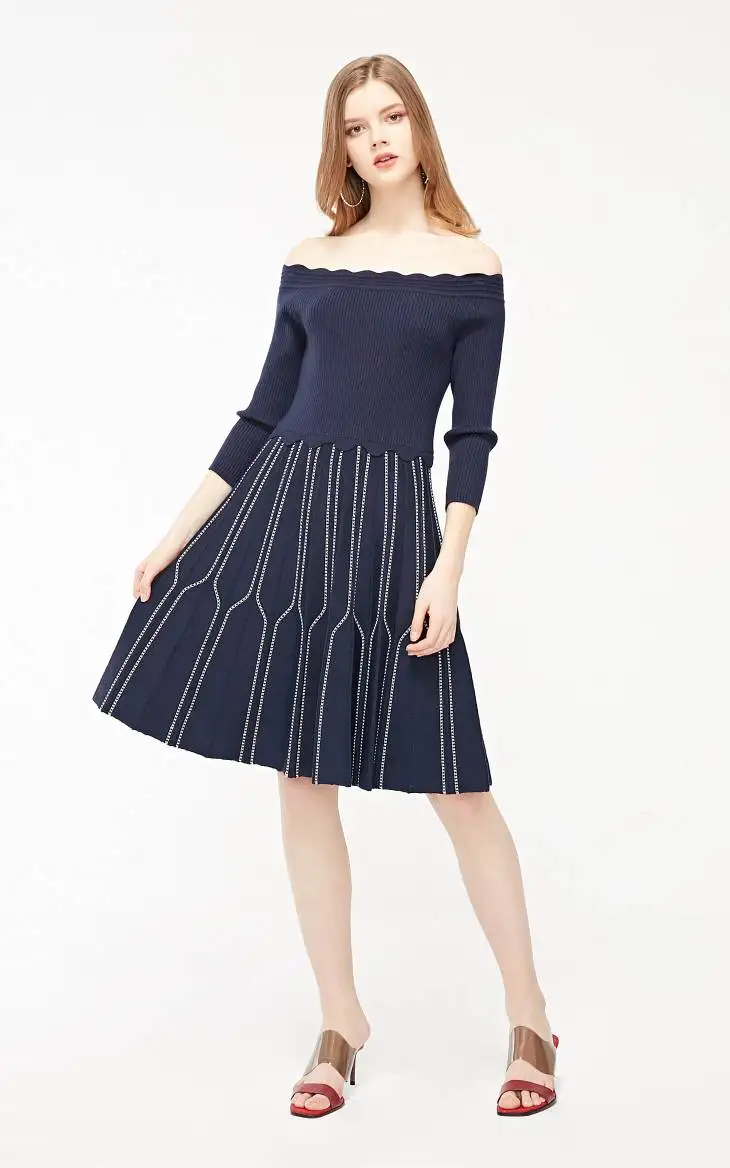 Vero Moda женское платье в полоску с вырезом лодочкой 3/4 рукавами | 319146533