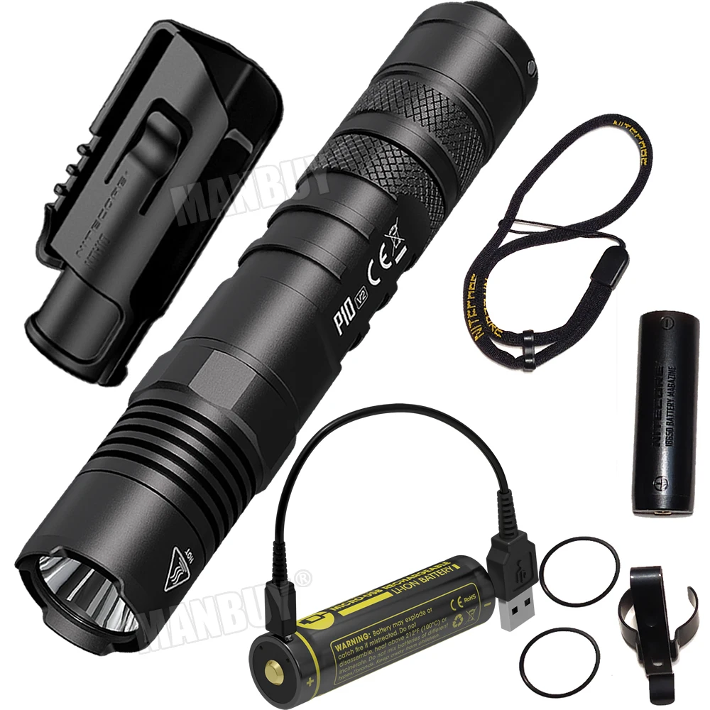 Оптовая продажа светодиодный тактический фонарик Nitecore P10V2 с USB-портом для зарядки