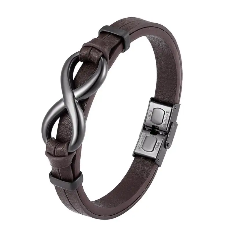 

Fashionable Simple High Quality Leather Double Layer No. 8 Bracelet Suitable for Men's Valentine's Day Gifts