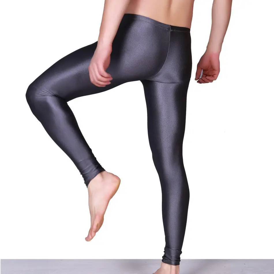 

Lycra High Elastic Men's Tight Leggings Sexy Home Bodybuilding Pants Low Rise Soft Breathable U Convex Pouch Pencil Pants