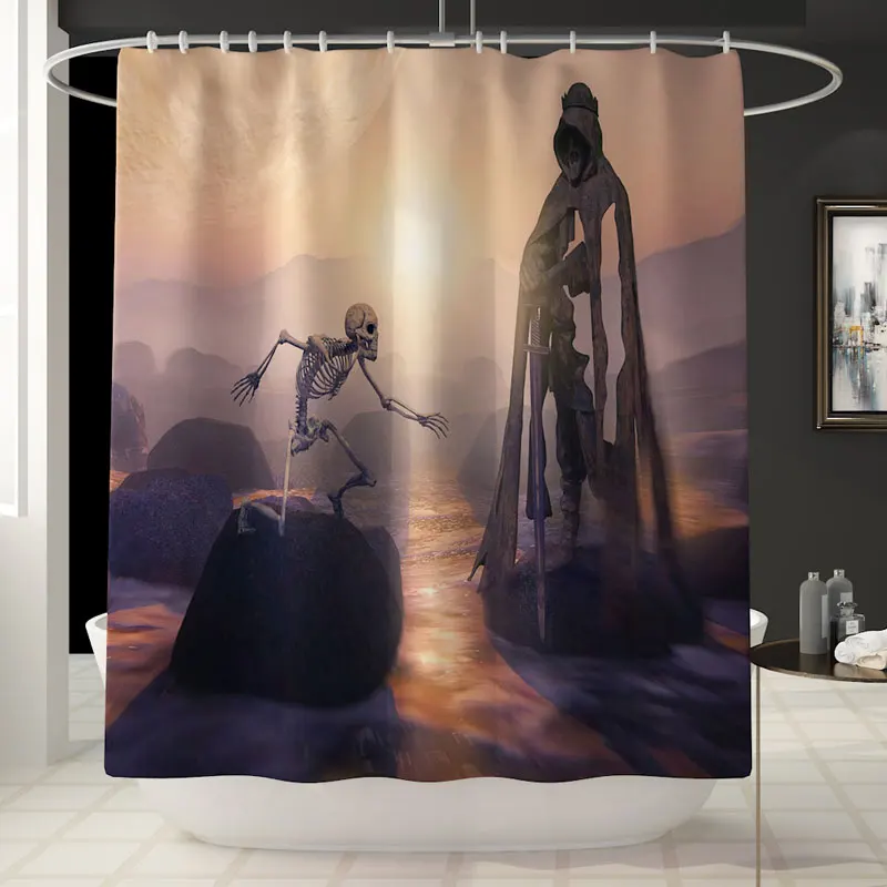 Набор для декора в ванную комнату: череп большая рыба носороги занавеска