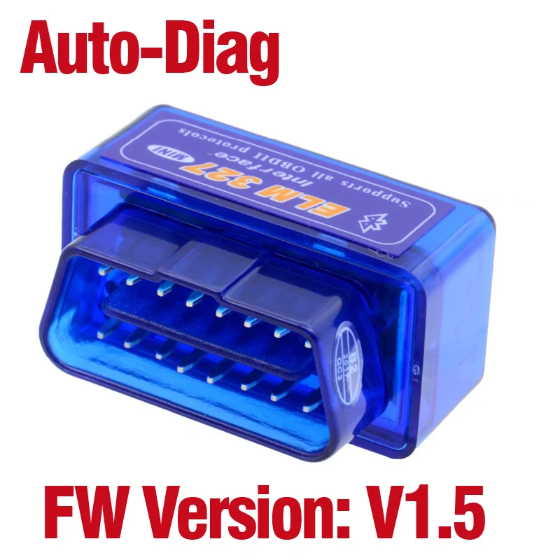 ELM327 Bluetooth V1.5 OBD2 считыватель кодов синий цвет сканирующий инструмент супер ELM 327 кодерейдер двигателя OBD-II OBDAuto диагностический сканер