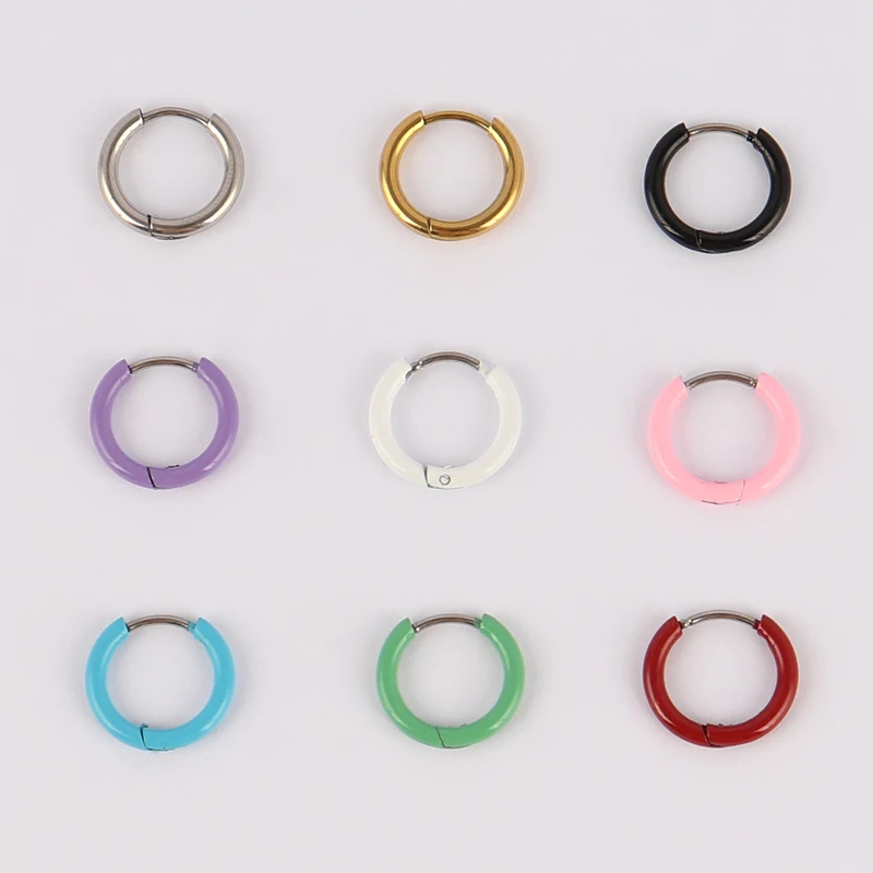 Punk Stainless Steel Earrings Small Woman Earrings Round Circle Earring Hoop Earrings For Women Colour Earring Men Hoop Jewelry