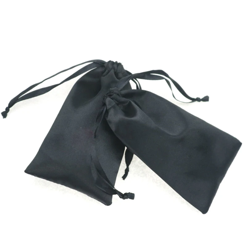 Шелковые подарочные пакетики на шнурке с принтом логотипа для упаковки волос