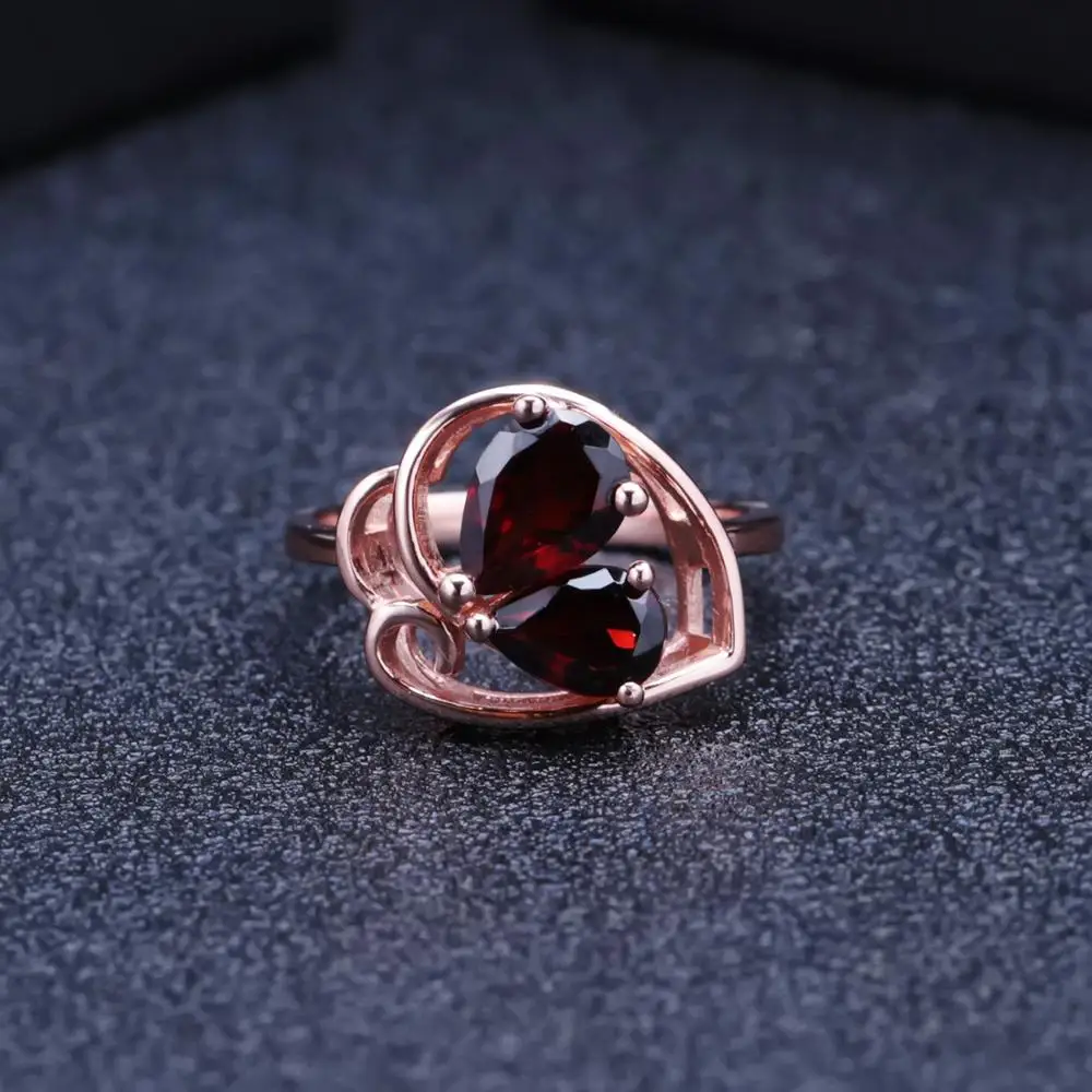 GEM'S балетное 925 пробы Серебряное розовое золото покрытое бабочкой кольца 2.21Ct натуральный красный гранат драгоценный камень кольцо для женщин хорошее ювелирное изделие