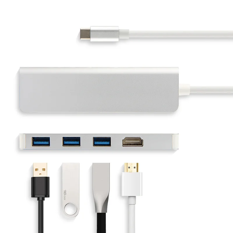 HDMI and USB3.0 Ajiuyu USB C концентратор Thunderbolt 3 type C адаптер док-станция 3 USB 3,0 порт 4K HDMI мульти порты для Macbook Pro Air iMAC НОУТБУК сплиттер - Цвет: HDMI and USB3.0