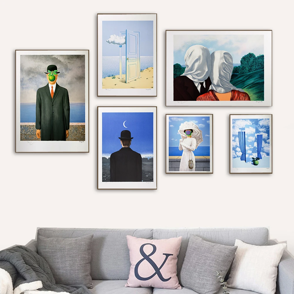 

Rene Magritte Canvas Painting Surrealism Classic Artwork Reproduction Posters and Print Wall Art Picture for Living Room Cuadros