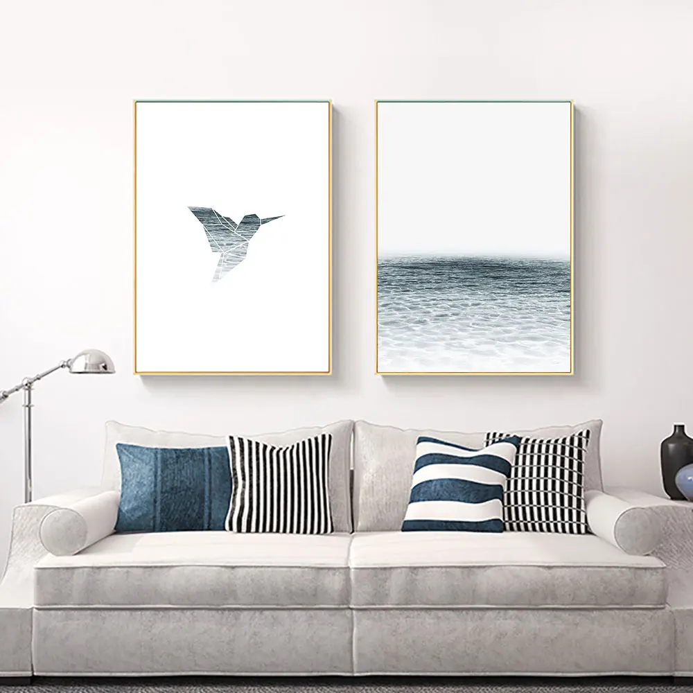 Постер с птицами распечатанный на холсте в скандинавском море абстрактные