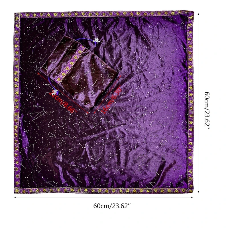 

The Dutch Velvet Divination Tablecloth with Bag Nordic Constellation Altar Cloth Cards Board Game Table Cover G99D