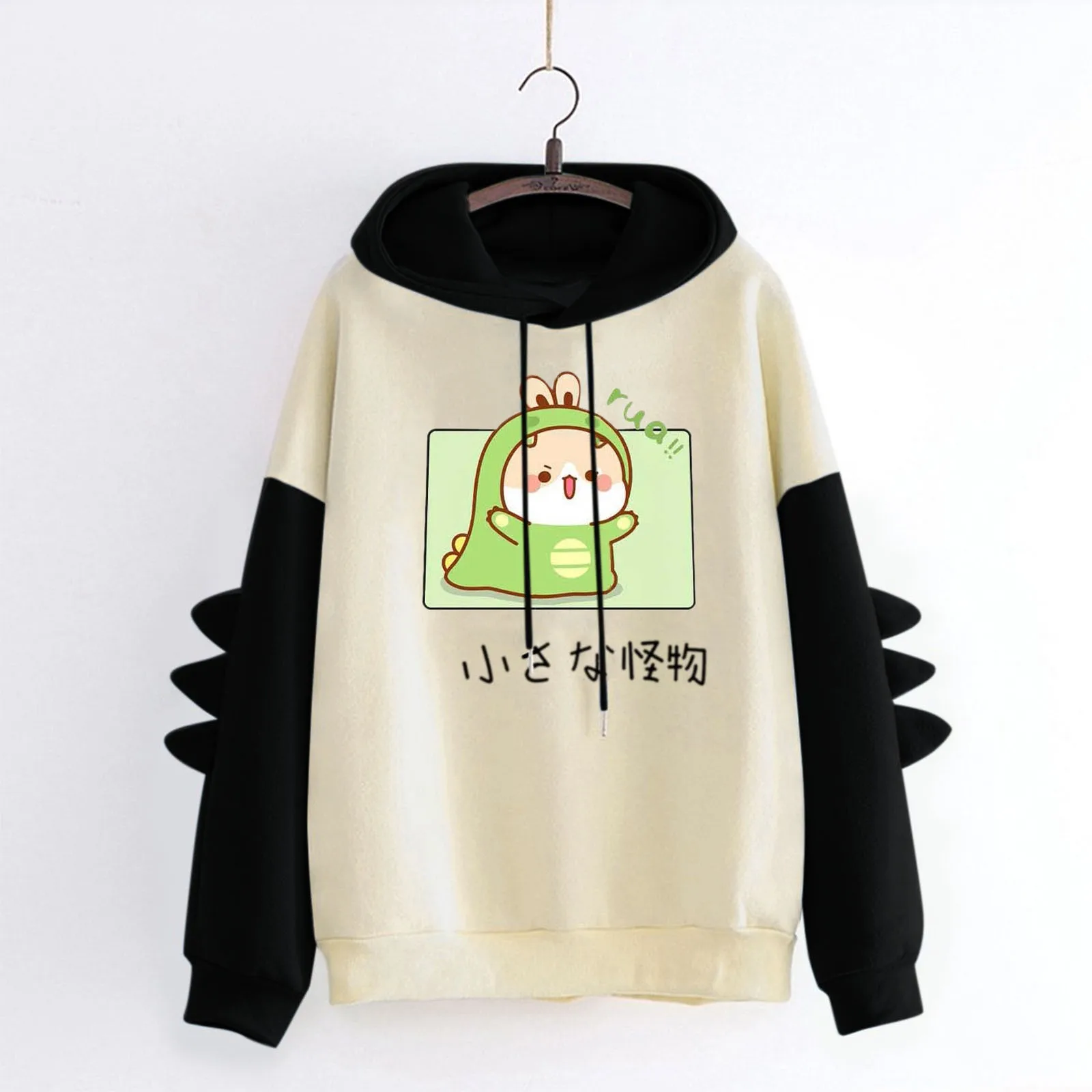 Fashion Women Sweatshirt Casual Dinosaur Print Long Sleeve Splice Hoodies Sweatshirt Tops Streetwear Women Oversized Hoodies