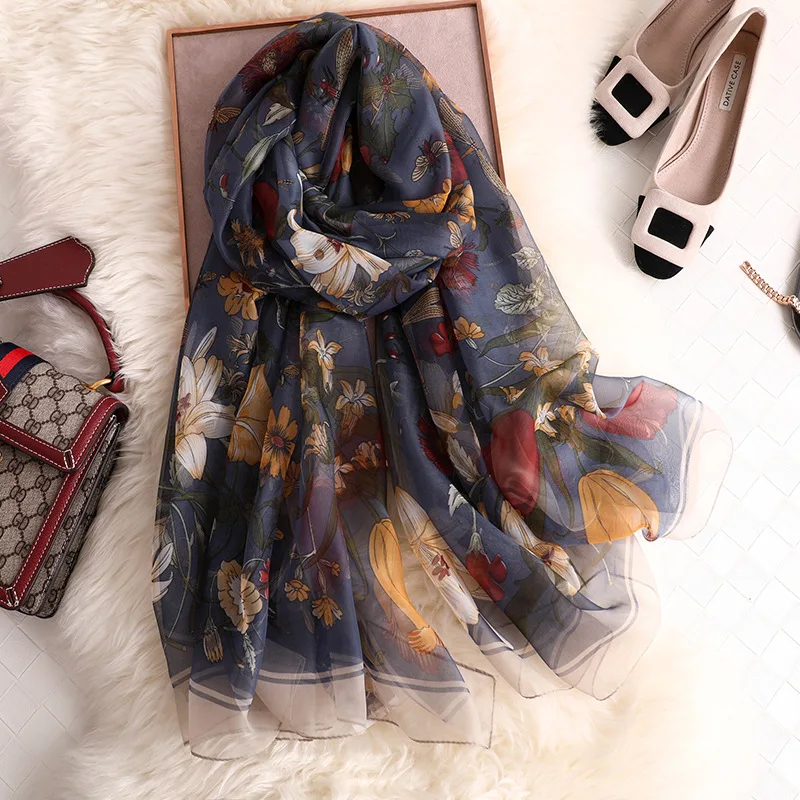 

Теплый шарф в стиле ретро для женщин, модный пляжный солнцезащитный длинный шарф с принтом, мягкая пряжа, теплые шали и палантины, Осень-зима