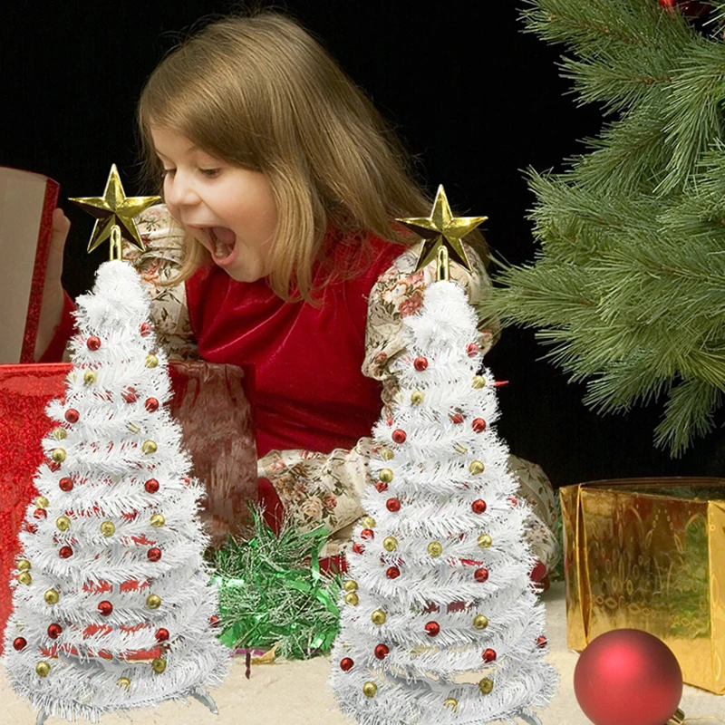 Collapsible Artificial Christmas Table Tree Tinsel Sequins Pop up Trees for Desk Decoration Festival Xmas Party Ornaments | Дом и сад