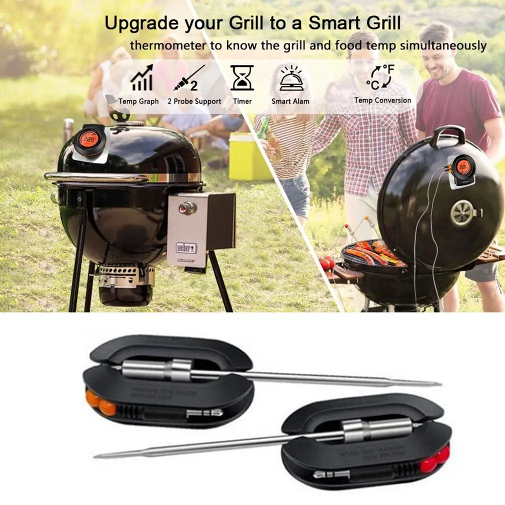 

2 In 1 Grill Digital Meat Thermometer With Probes BBQ Wireless Timer Barbecue Cooking Alarm Meat Thermometer