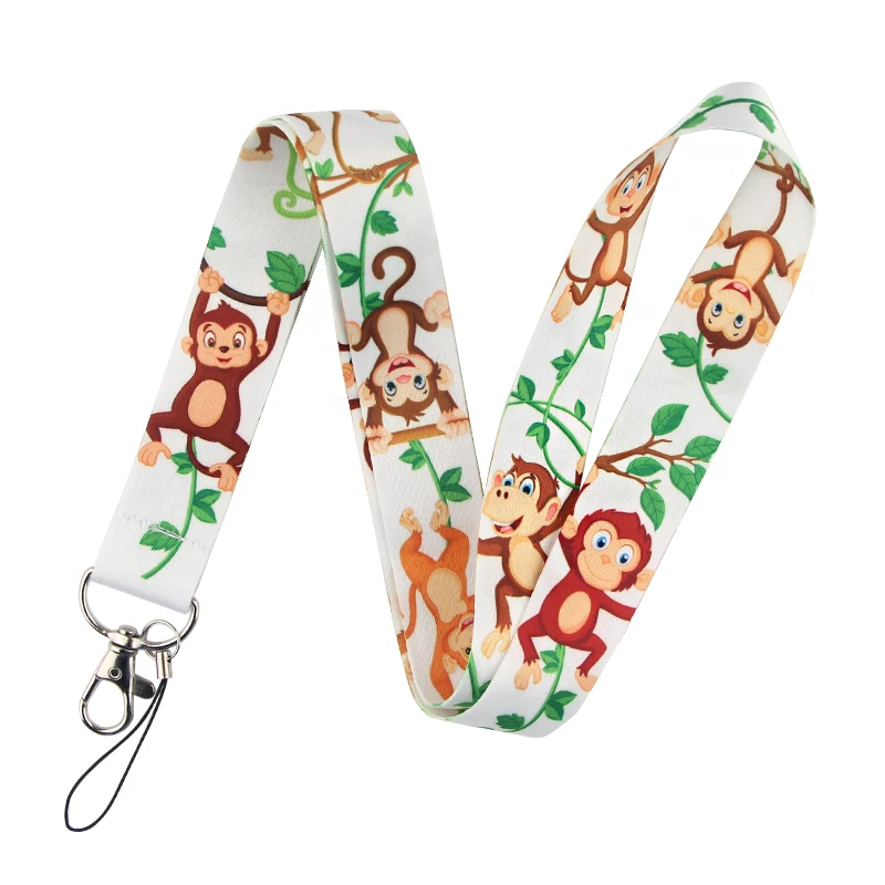 

JF0208 Monkey Lanyards Cute Animal Neck Strap Mobile Phone Keys ID Card Holder Lanyard For Keys DIY Hanging Rope Lanyards