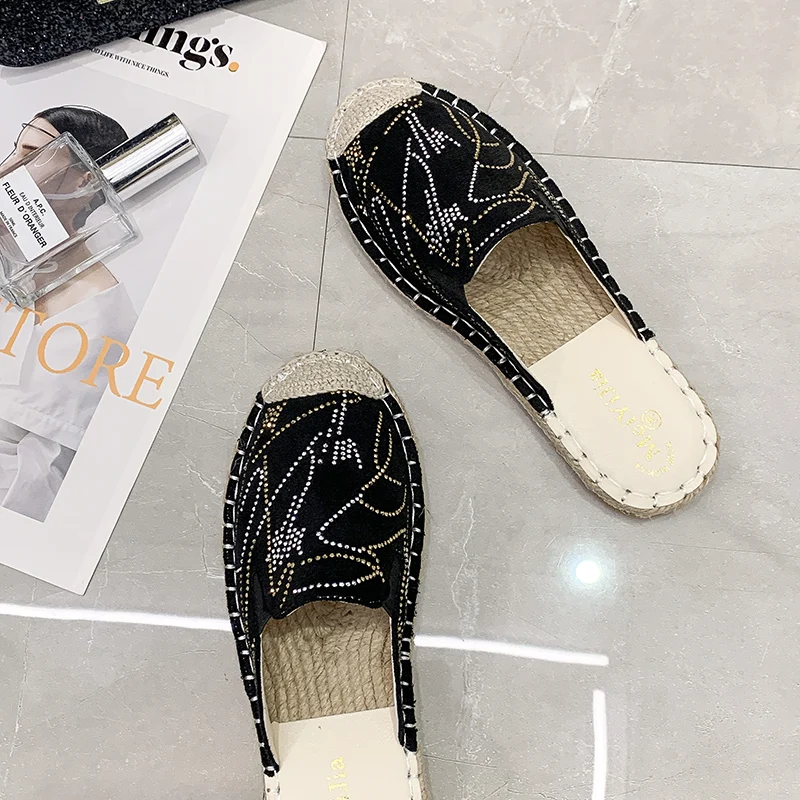

2021 spring and summer all-match square toe thick heel set foot ladies casual slippers 1807