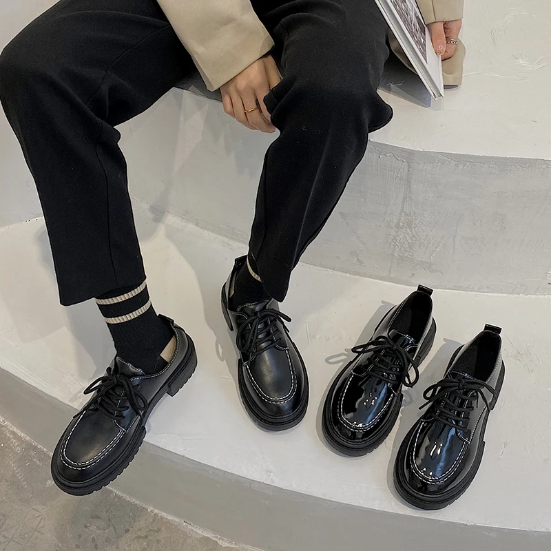 

Flat Black Shoes For Women Casual Female Sneakers Ladies' Footwear All-Match Round Toe Oxfords Clogs Platform Modis Dress Summer