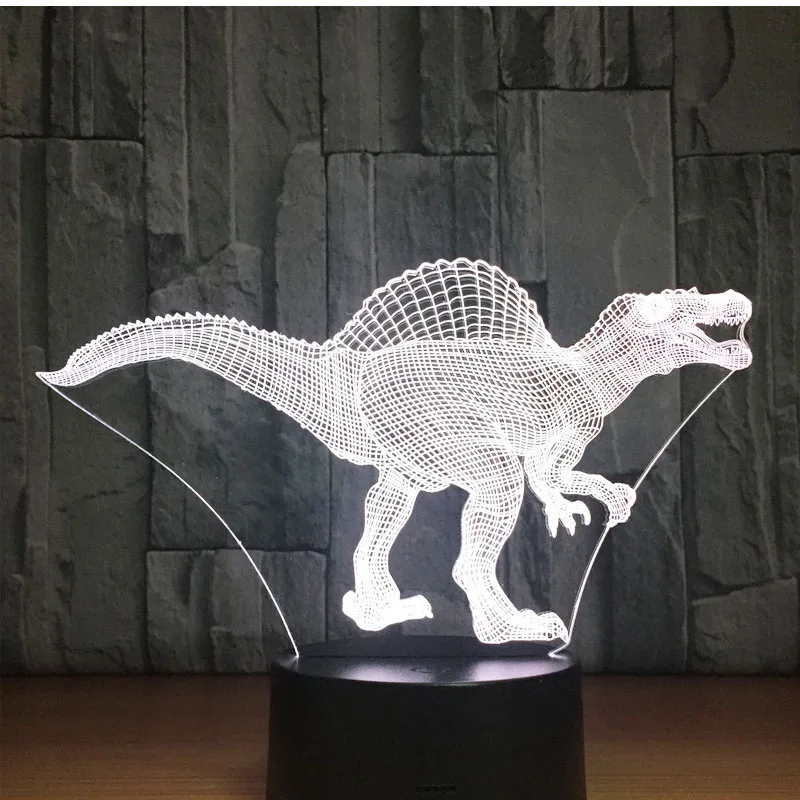 3D светодиодный ночной Светильник динозавр Spinosaurus с 7 цветов светильник для