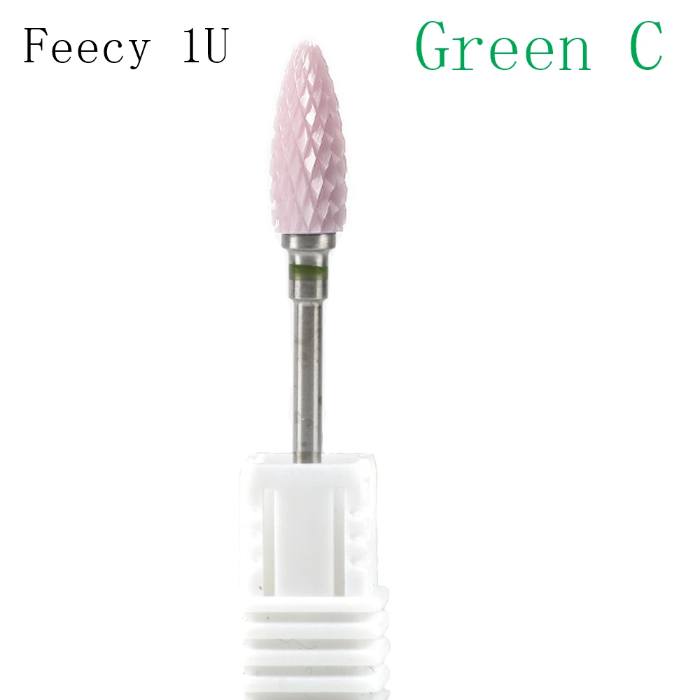 Feecy 1U Green C Фрезерный резак для маникюрных инструментов, красочный керамический сверло для ногтей, Электрический вращающийся инструмент для педикюра, маникюрный станок, аксессуары - Цвет: Feecy 1U Green C