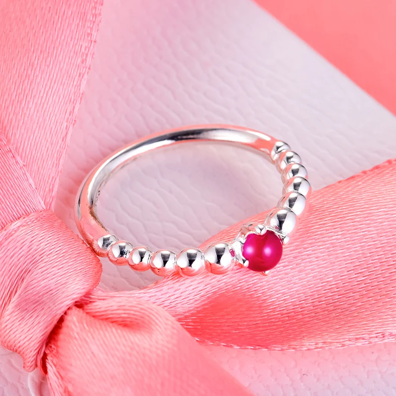 Блестящие красные кольца из бисера 100% аутентичная Женская-серебряные украшения