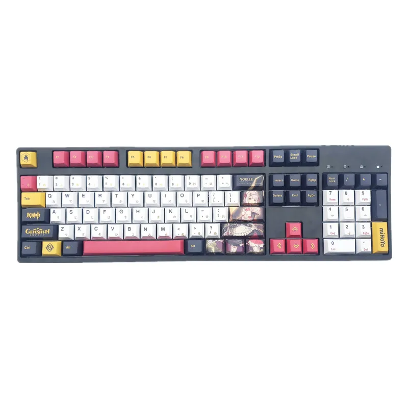 Игровая механическая клавиатура Genshin Impact с мультяшными героями игры PBT 108
