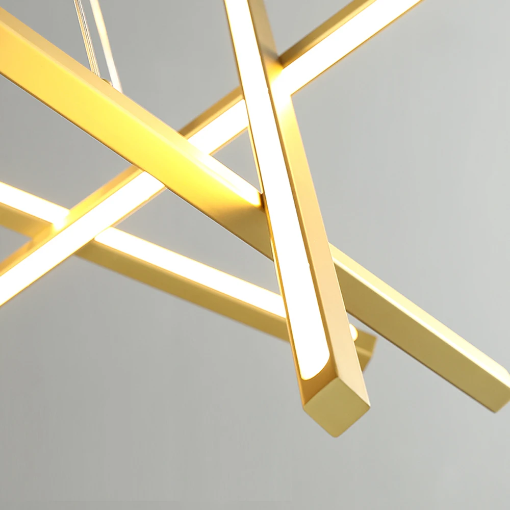 

brief design modern led chandelier metal living lamp gold black led dinning room light fixtures