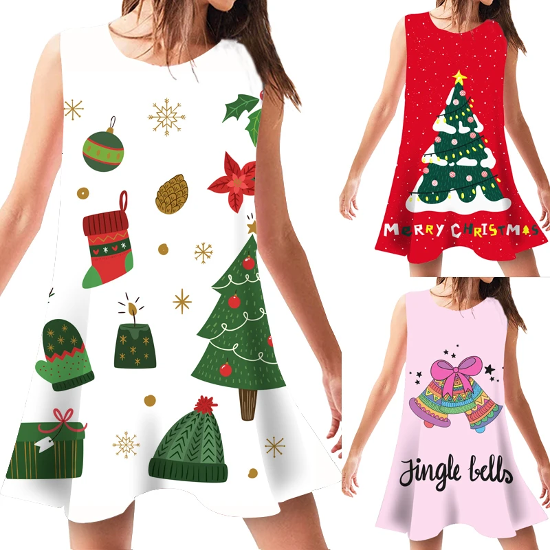 Рождественское повседневное короткое пляжное платье женские летние платья без