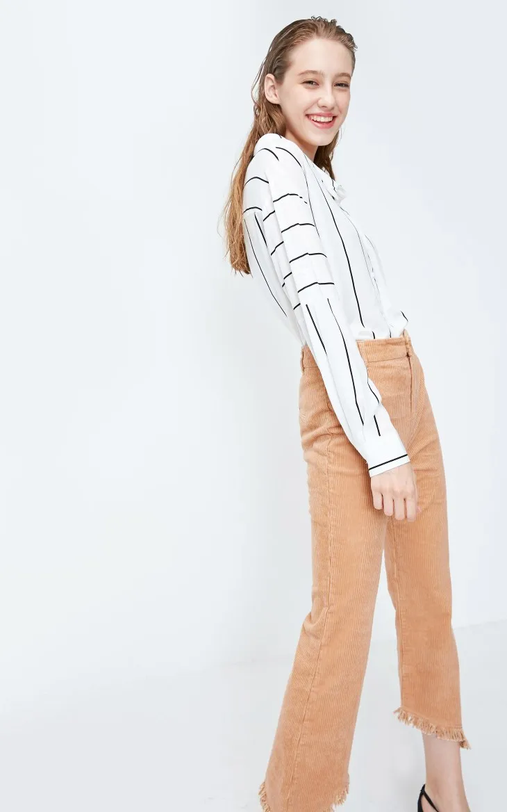 Vero Moda Новые поступления Национальный стиль необработанные манжеты Высокая талия повседневные укороченные брюки | 318450507
