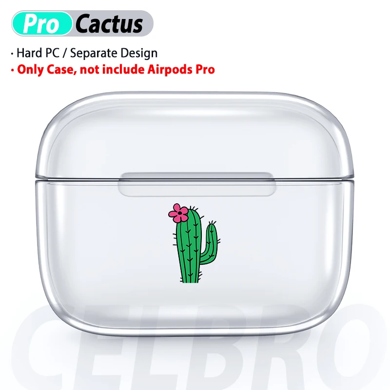 Прозрачный чехол-накладка для AirPods Pro, Жесткий ПК, Cristal, милый мультяшный протектор для наушников Air Pod Pro 3, чехол для AirPods Box - Цвет: Cactus