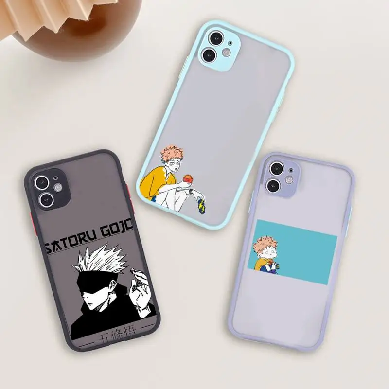 

jujutsu kaisen Phone Case For iPhone 12 11 Mini Pro XR XS Max 7 8 Plus X Matte transparent blue Back Cover