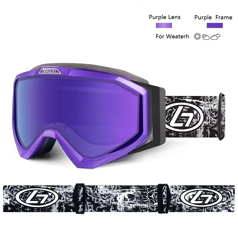 Purple Frame Лыжные очки для сноуборда очки маска двухслойная Анти-Туман UV400 Мужские и женские снегод Сноубординг зимние очки Gogle - Цвет: Purple Frame