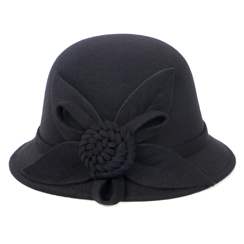 2020 зимняя Ретро фетровая шляпа женская с цветочным принтом винтажная