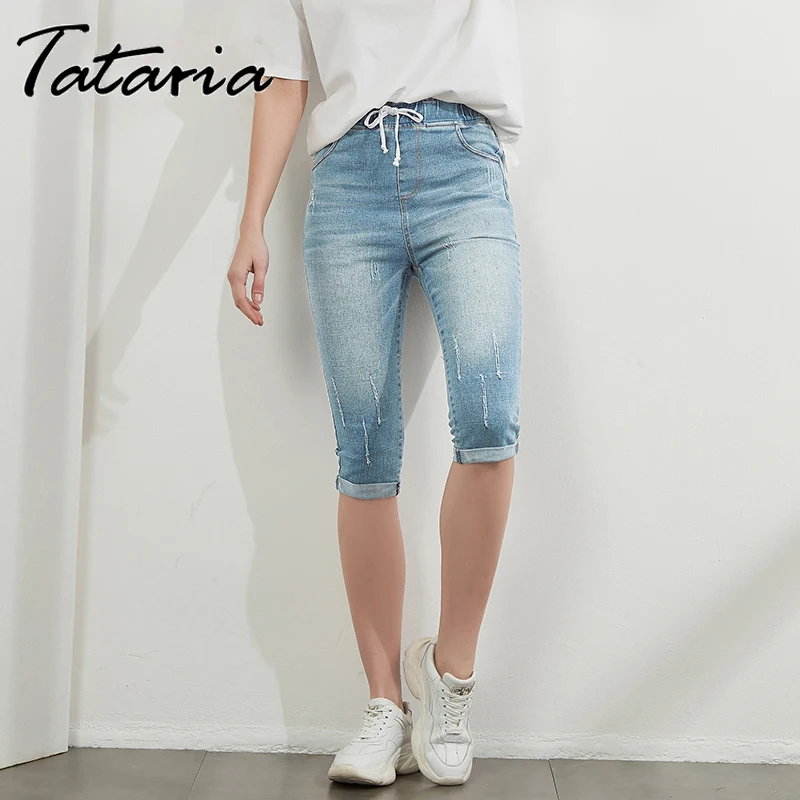 

Эластичные Обтягивающие Брюки для женщин, летние капри, укороченные брюки, обтягивающие джинсы, женские классические брюки, тонкие мягкие ш...