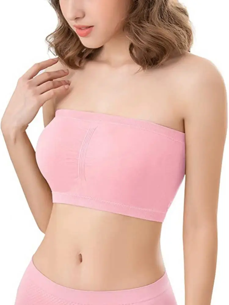 

Boob Tube Top For Women Large Size Strapless Female Removable Chest Pad Underwear One piece Invisible bra
