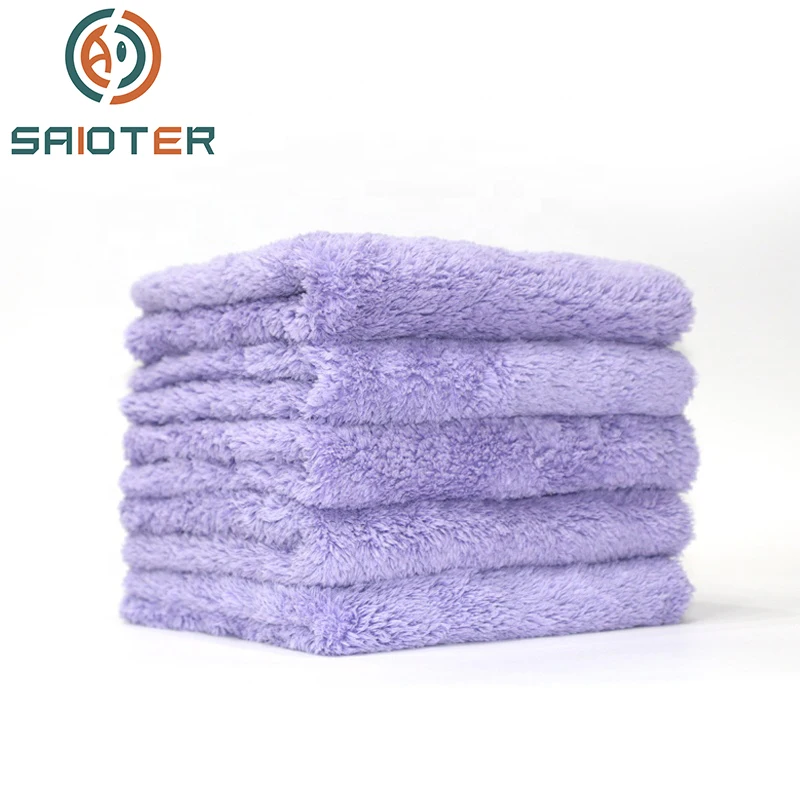 

SAIOTER 500GMS 40*40cm 500gsm Extra Soft Thick Coral Fleece Absorbent Non-linting Car Wash Cloth, Special Car Wash Towel