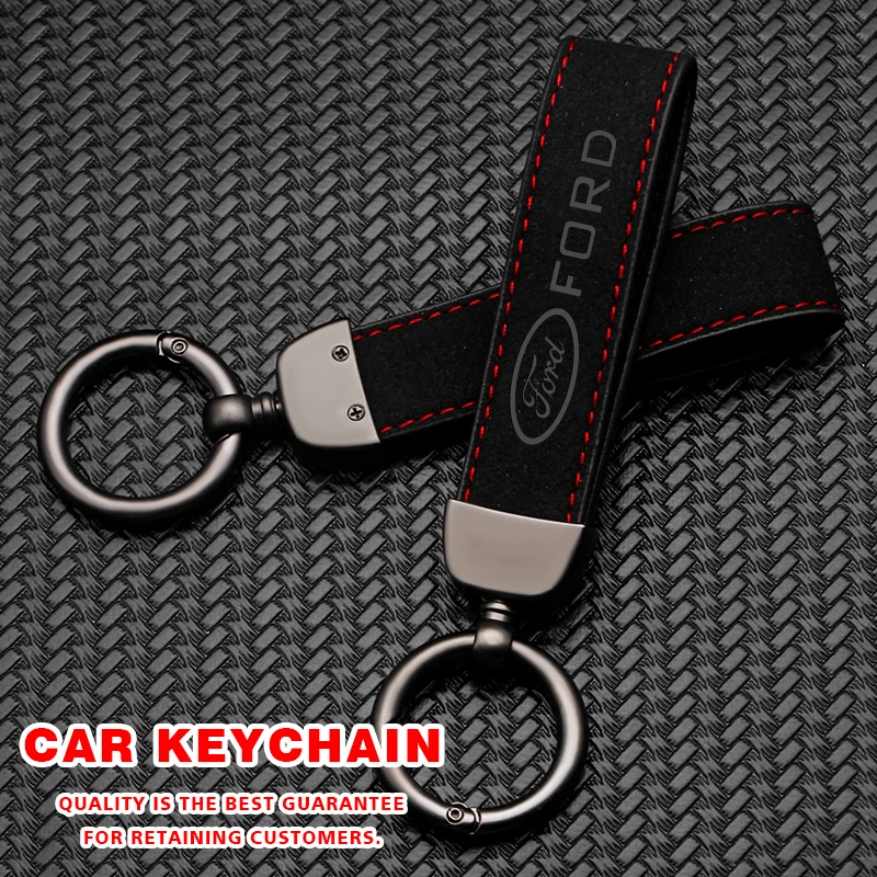 

Car Styling Metal Alloy Keyring Leather Lanyard Logo KeyChain For Ford Focus 2 3 4 Mondeo Fusion Kuga Ecosport Fiesta Falcon