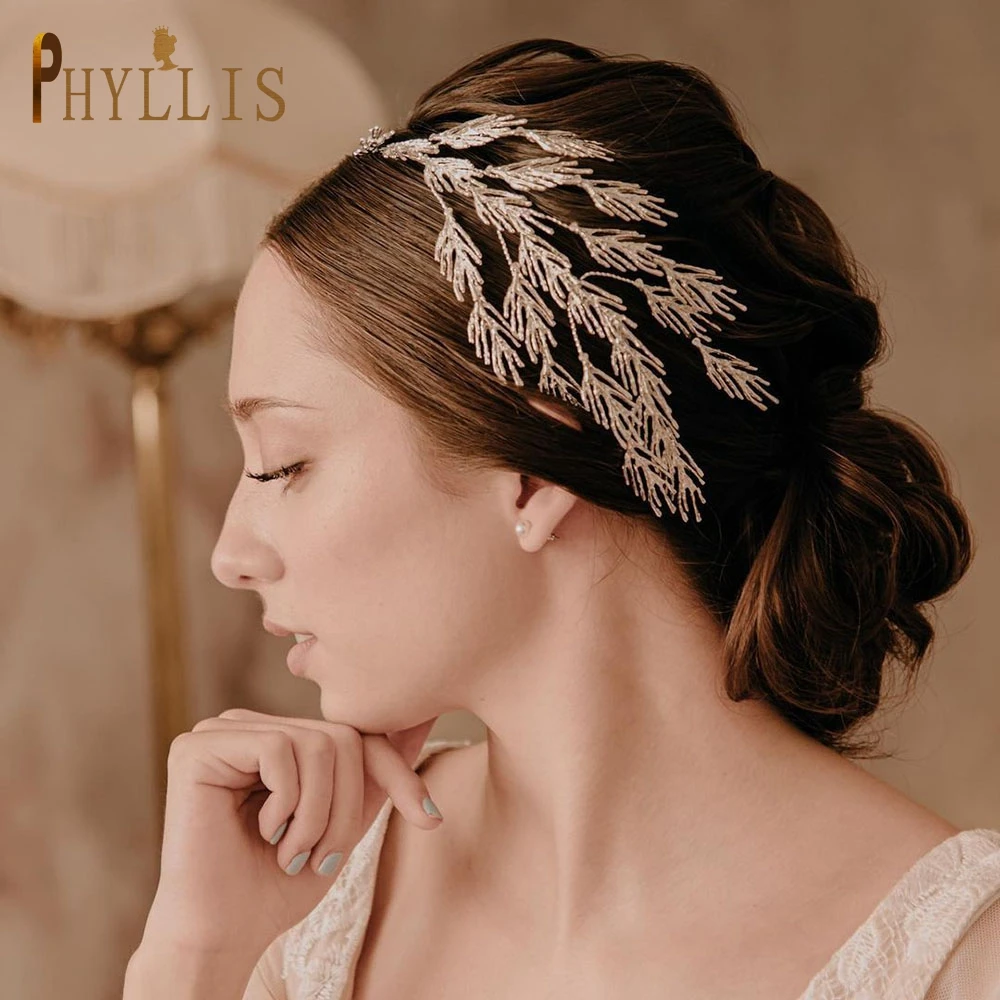 

A257 Wedding Headband Bridal Tiara and Crown Royal Bridal Headhoop Wedding Hair Jewelry Bridal Headwear Women Leaf Headpiece