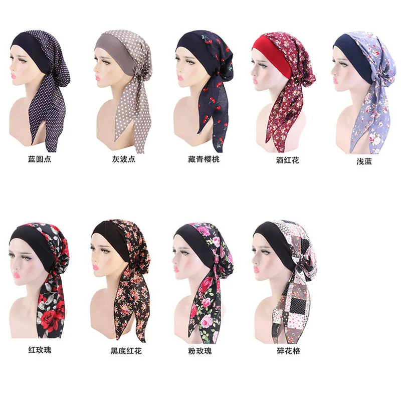 

Vintage Wide Band Women Cotton Head Hair Chemo Cap Head For Hair Loss Patients Girl Night Sleeping Cap Head Wrap Hair Styling
