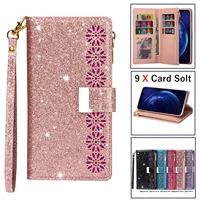 glitter leather case for samsung galaxy s20 ultra s10 5g e s9 s8 plus note 10 lite 9 8 s7 s6 edge bling wallet card holder cover