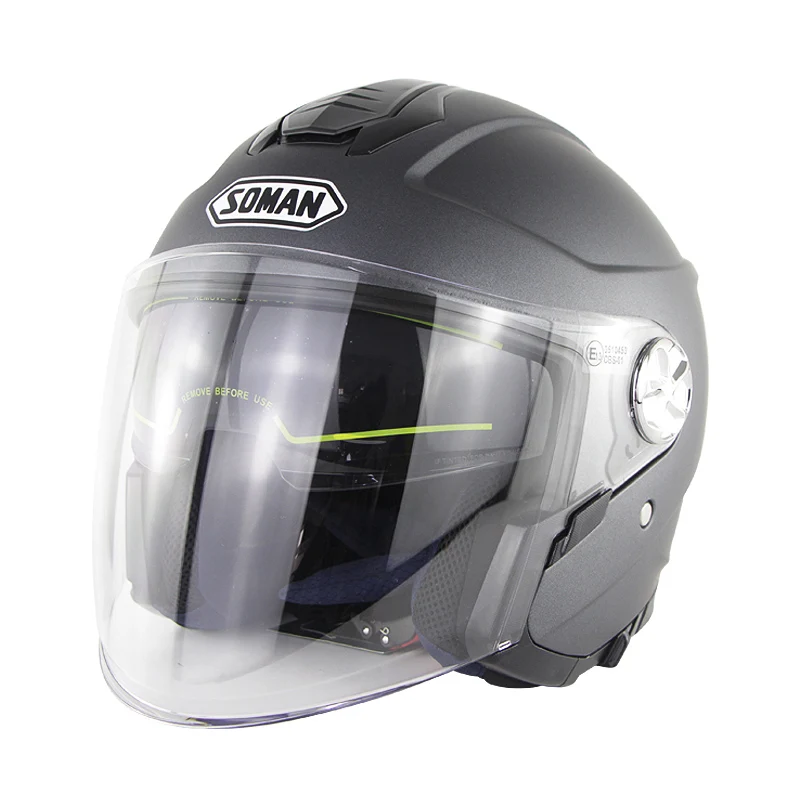 SOMAN ECE Open Face Half Helmet Female Men Motorcycle Halmet Capacete Moto Casco Double Visor Retro Kask Helmets | Автомобили и