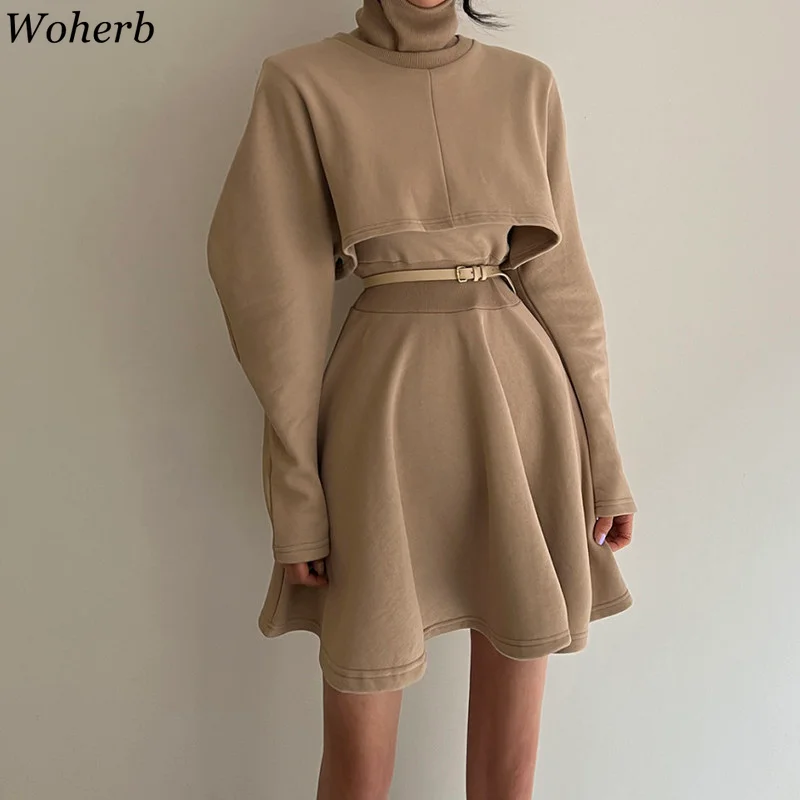 Woherb повседневный комплект из двух предметов женские укороченные пуловеры +