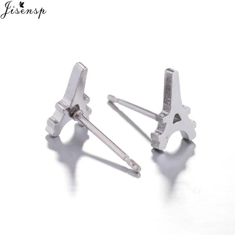 Серьги-гвоздики Jisensp из нержавеющей стали с изящной Эйфелевой башней уникальный