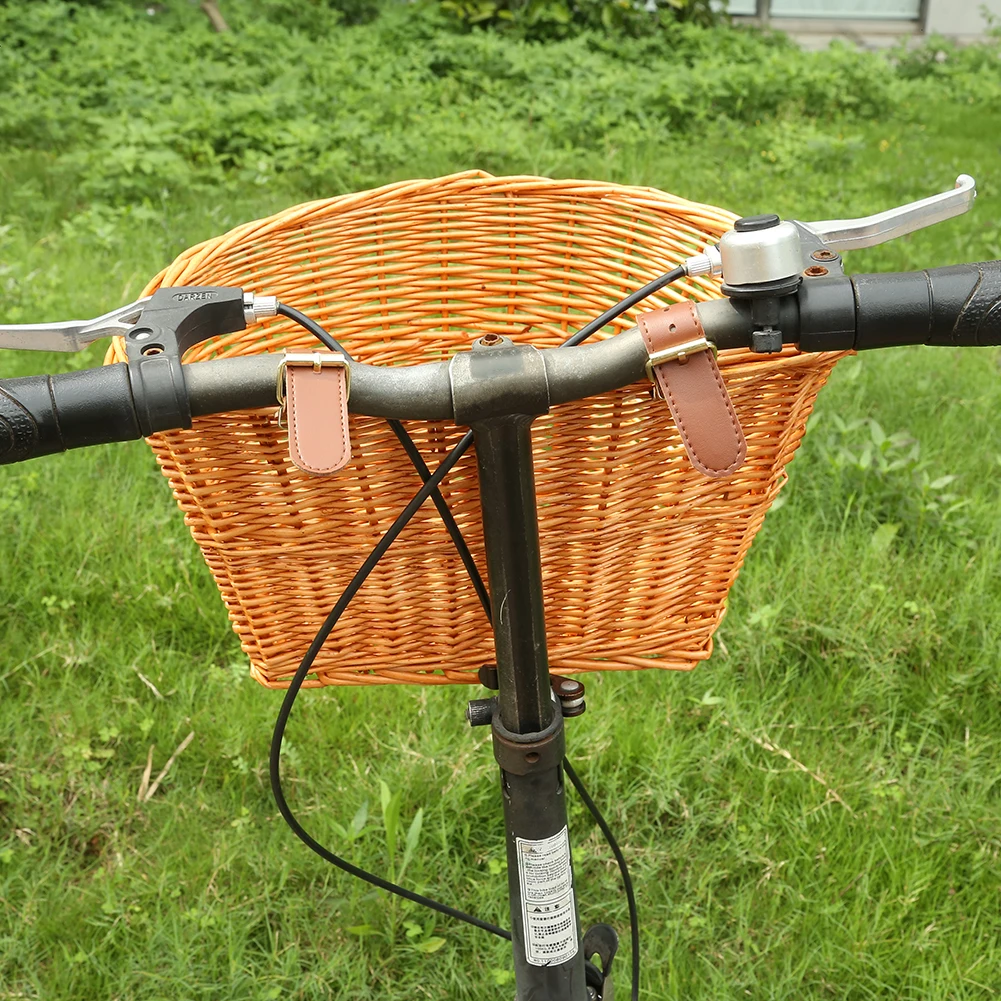 

Multi-functional Durable Rattan Bike Basket Front Pannier Bag Practical Bicycle Scooter Handlebar Storage Container