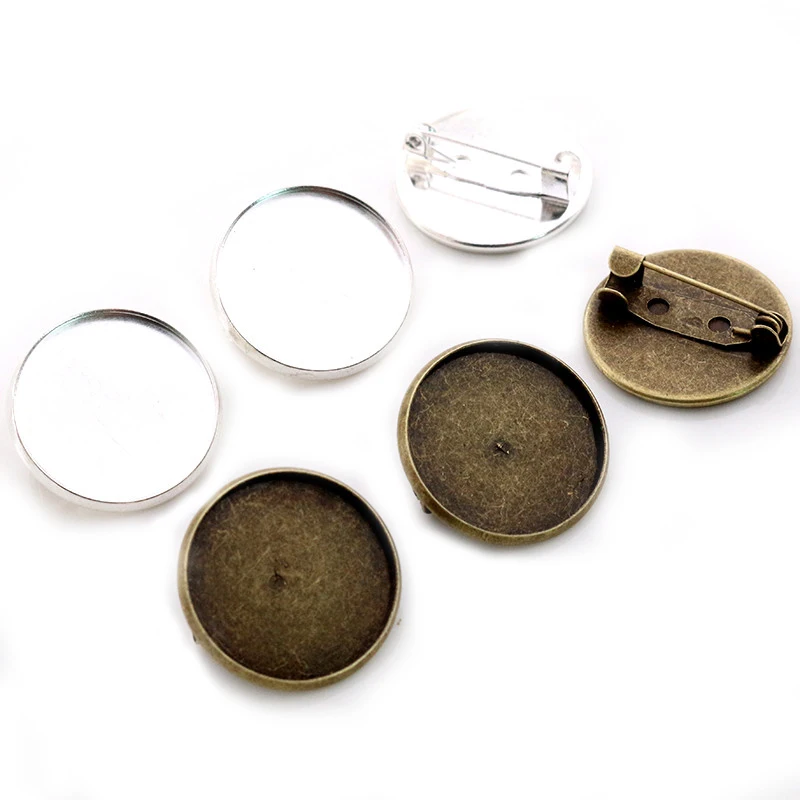 

10 шт 20 мм Внутренний размер Античная бронзовая Посеребренная стиль Броши кабошон основа Установка Подвески