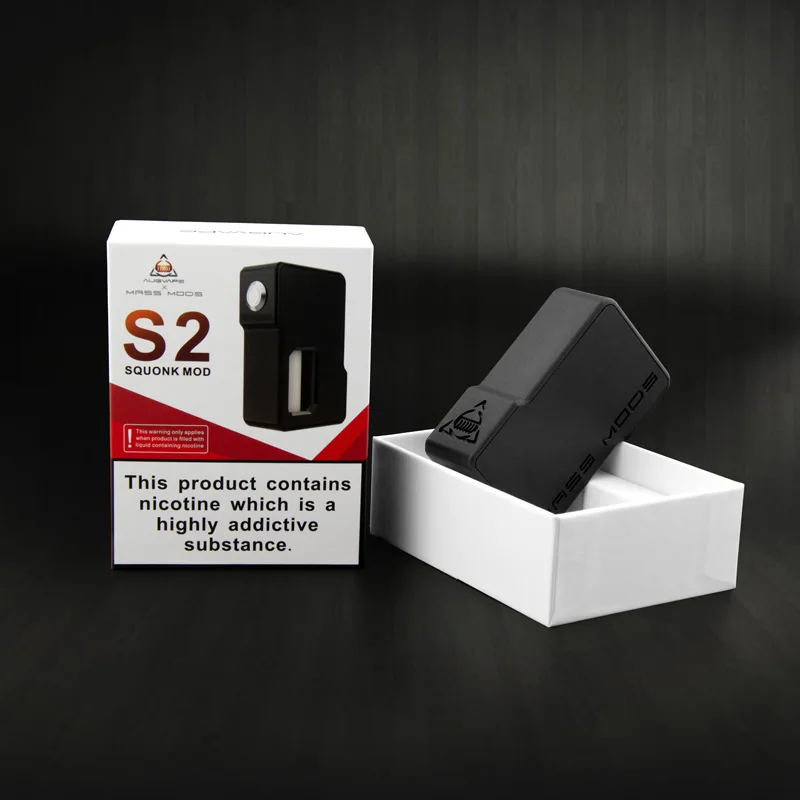 Augvape S2 квадрак коробка мод электронная сигарета мод MRSS модов 8 мл бутылка Съемная дверь работать с одним 18650 Батарейный мод для электронных сигарет
